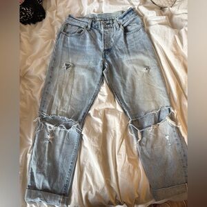 Levi's Blue Boyfriend Jeans Distressed Vintage Look